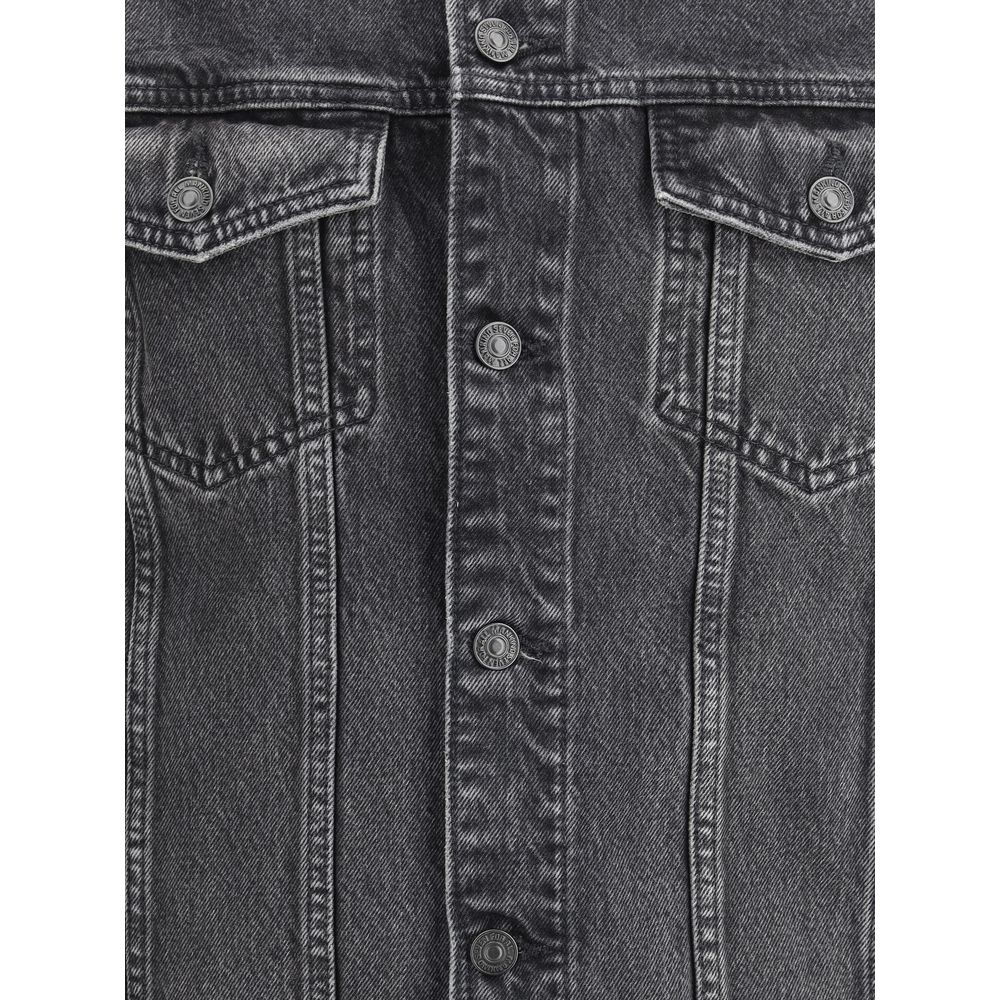 7FOR Blue Cotton Denim Jacket for Timeless Elegance