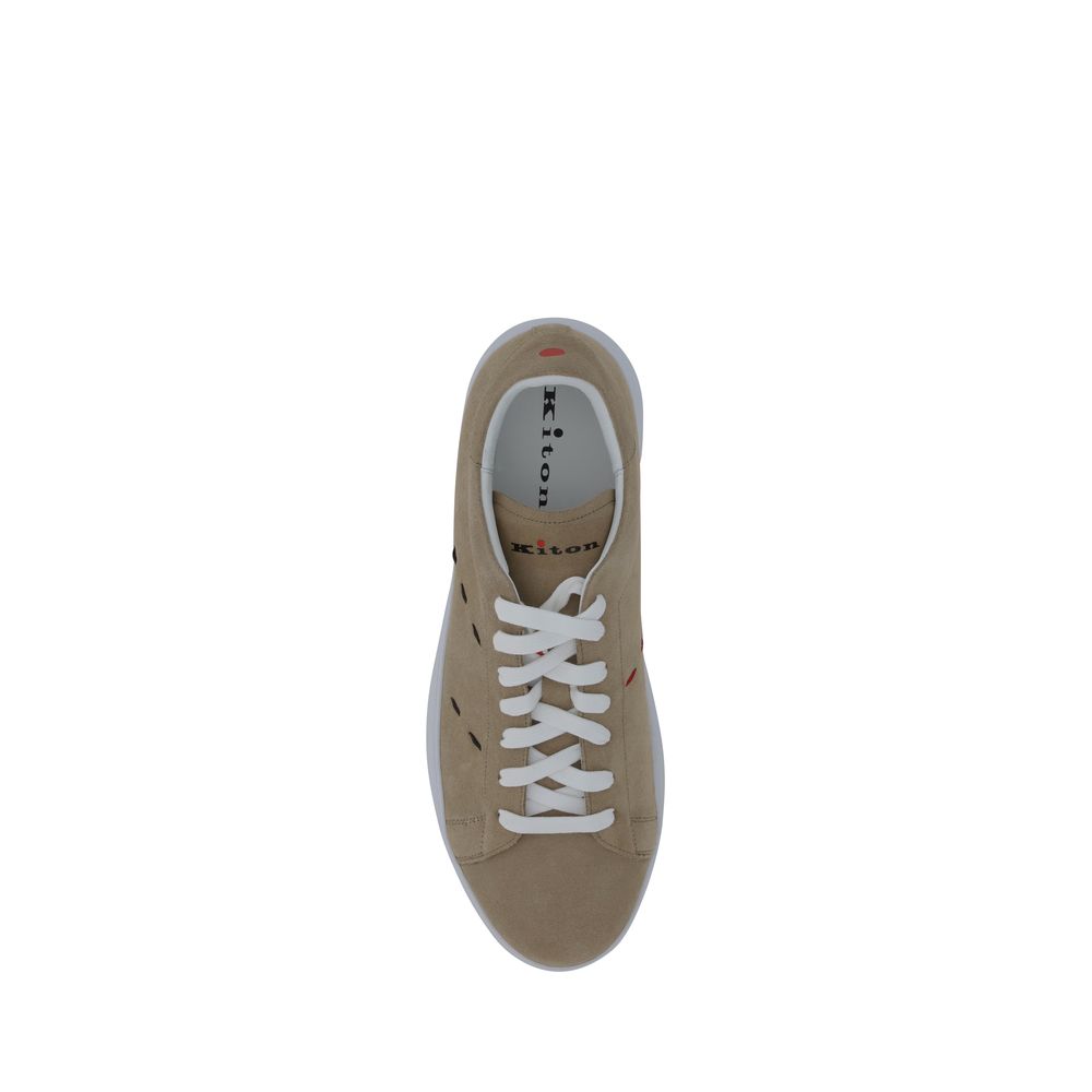 Kiton White Premium Leather Sneakers Crafted from Premium Leather Elegance