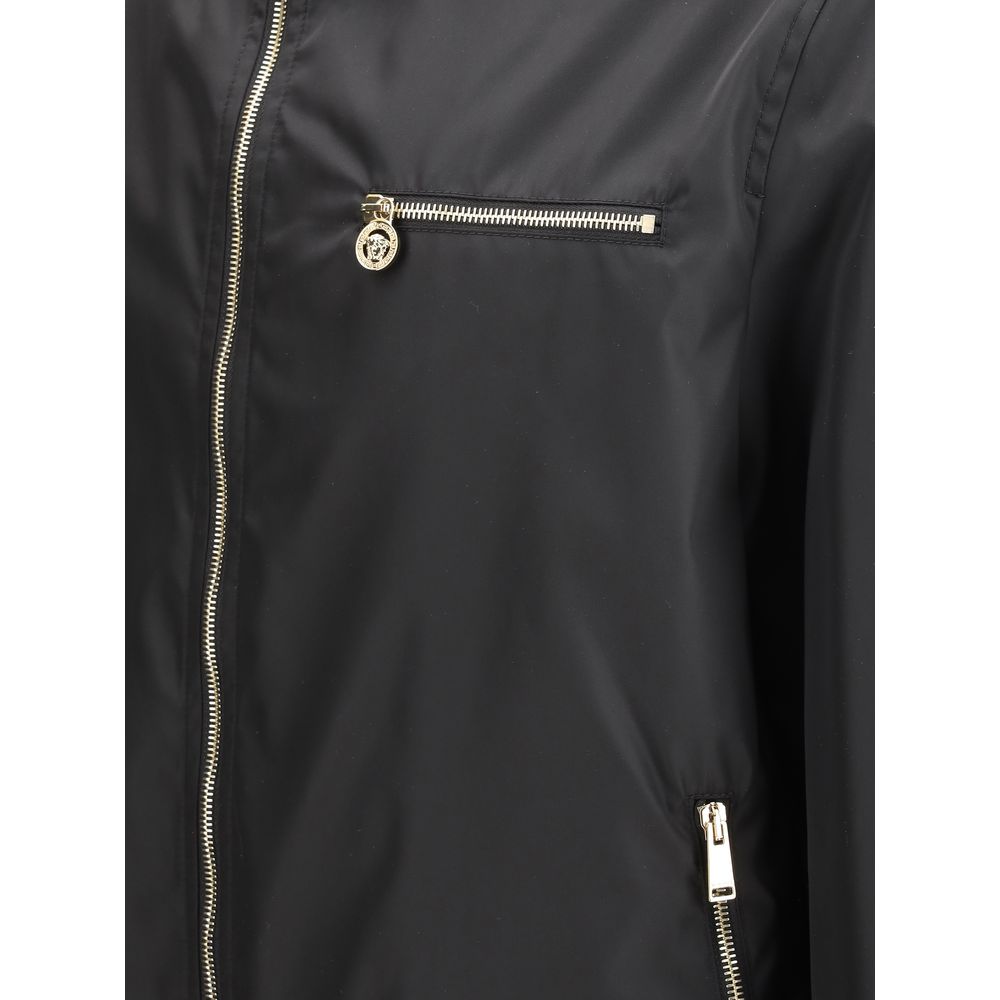 Versace Black Canvas Hooded Jacket: Iconic Luxury Outerwear