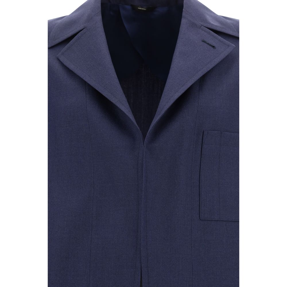 Fendi Navy Wool Blazer Jacket: Timeless Elegance Redefined