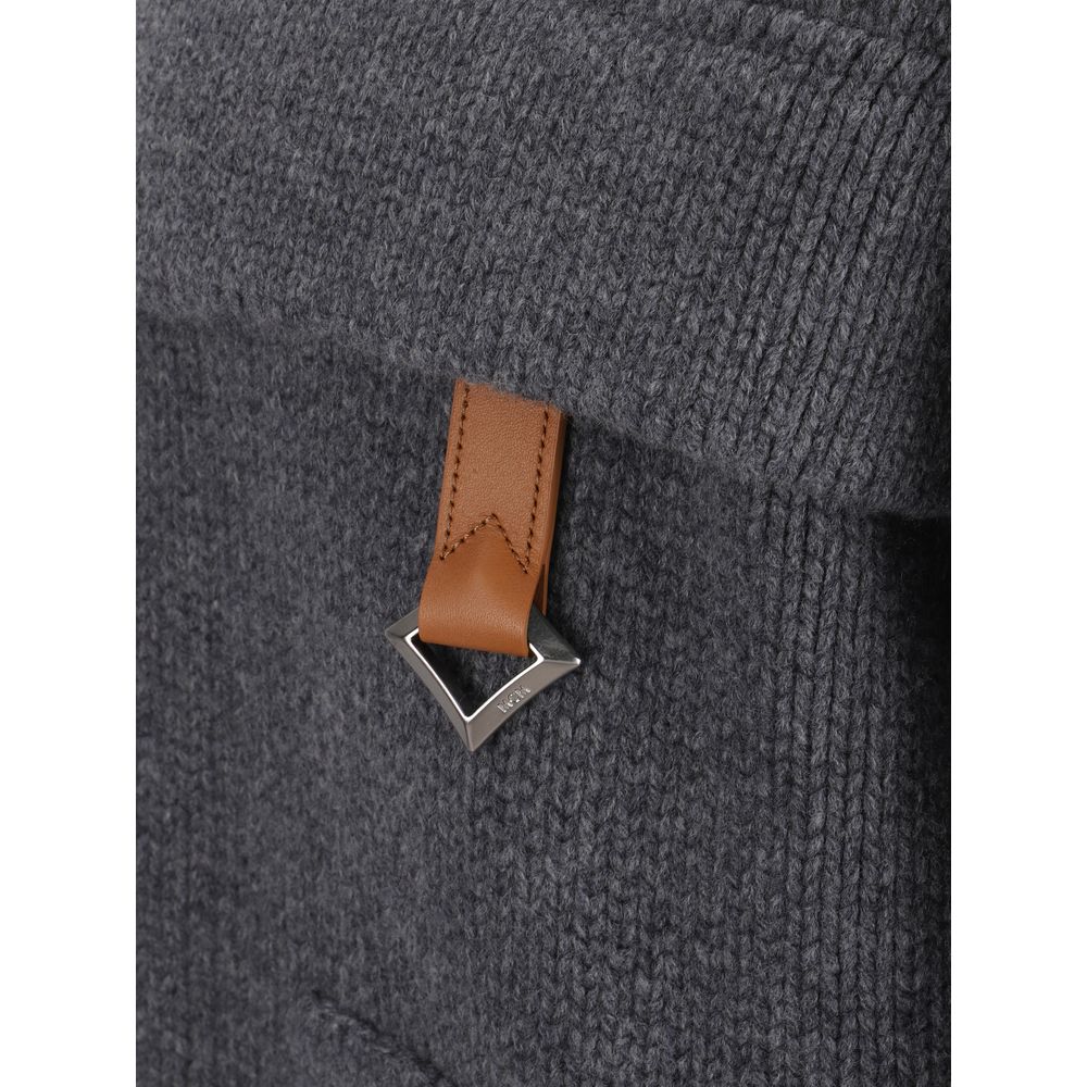 MCM Grey Luxurious Wool Blend Cardigan