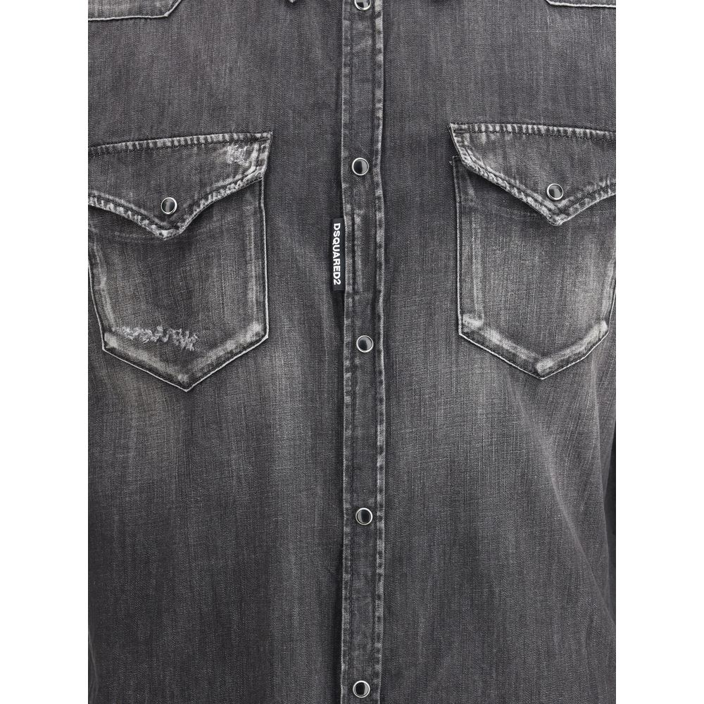 Dsquared² Blue Cotton Classic Western Shirt for Timeless Elegance