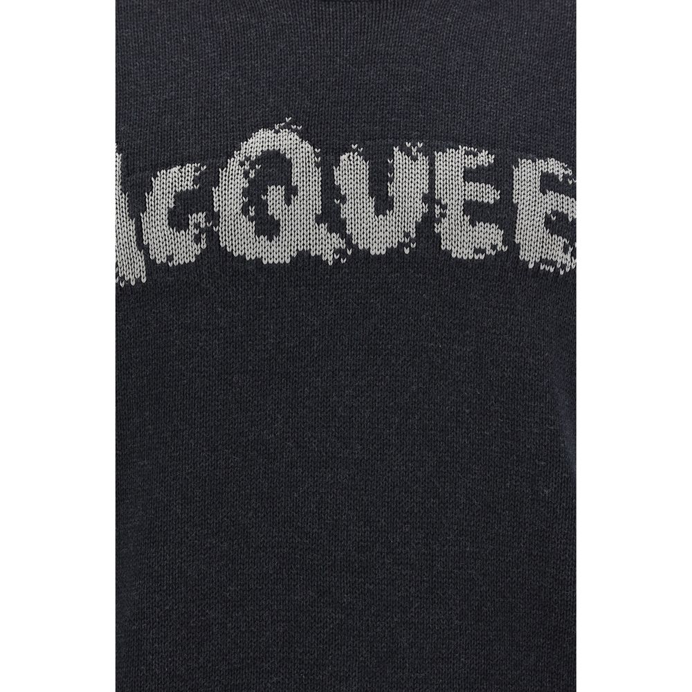 Alexander McQueen Grey Cashmere Sweater with Signature Ribbed Detailing