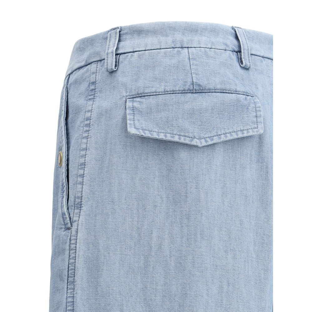 Valentino Blue Denim Pants with Sophisticated Wide Leg Design
