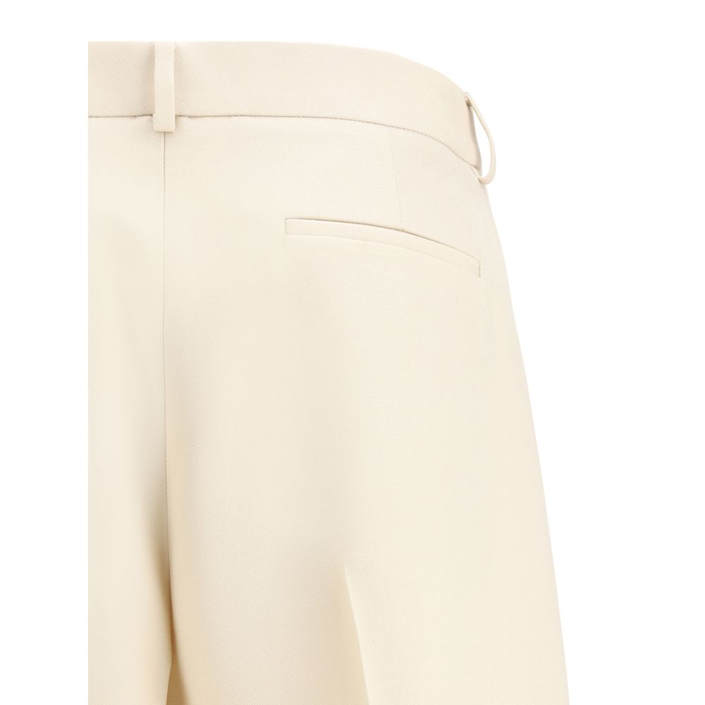 Valentino Beige Virgin Wool Wide-Leg Trousers