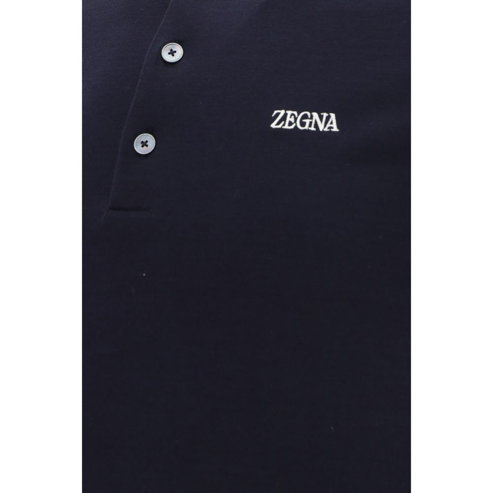 ZEGNA Navy Cotton Polo Shirt for Effortless Luxury and Style