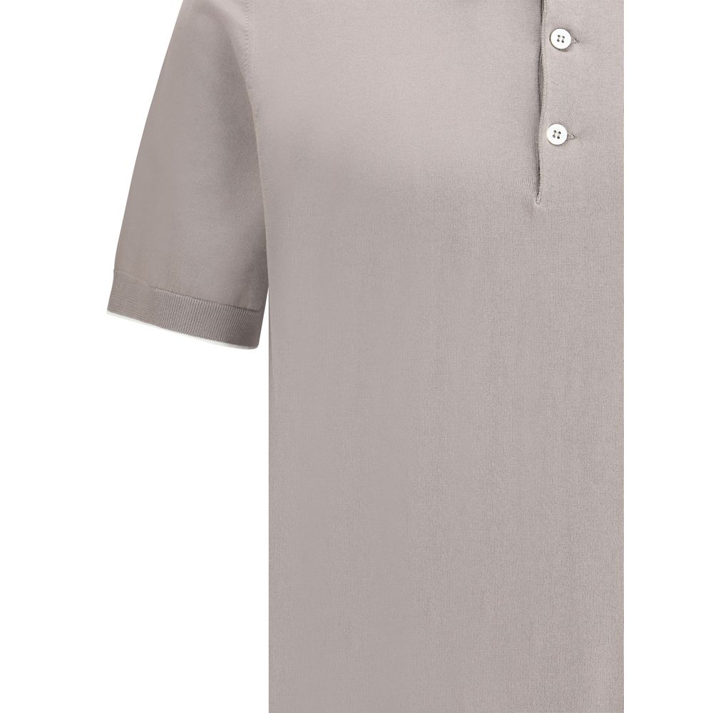 Brunello Cucinelli Navy Luxurious Cotton Blend Polo Shirt