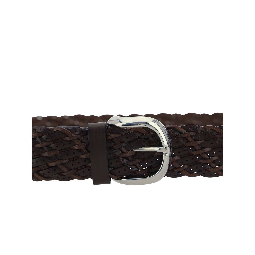 Brunello Cucinelli Brown Exquisite Calfskin Leather Belt