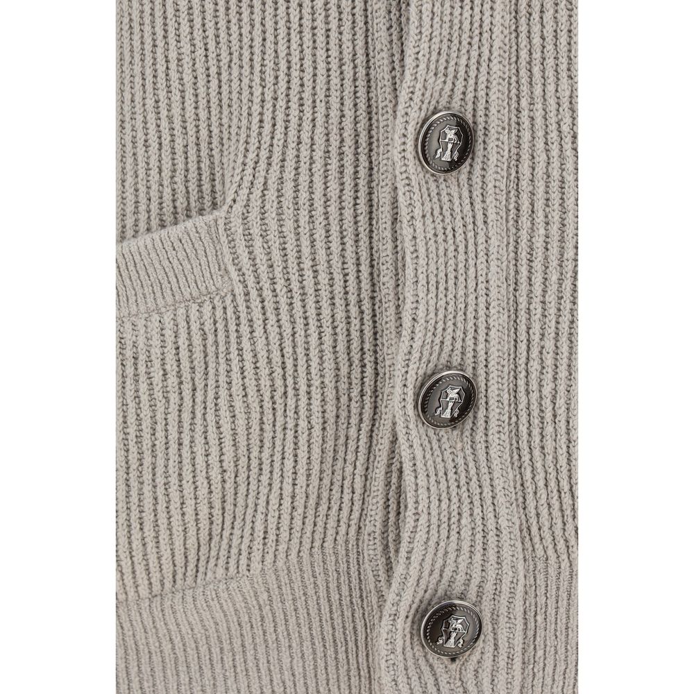 Brunello Cucinelli Grey Luxurious Cotton Cardigan