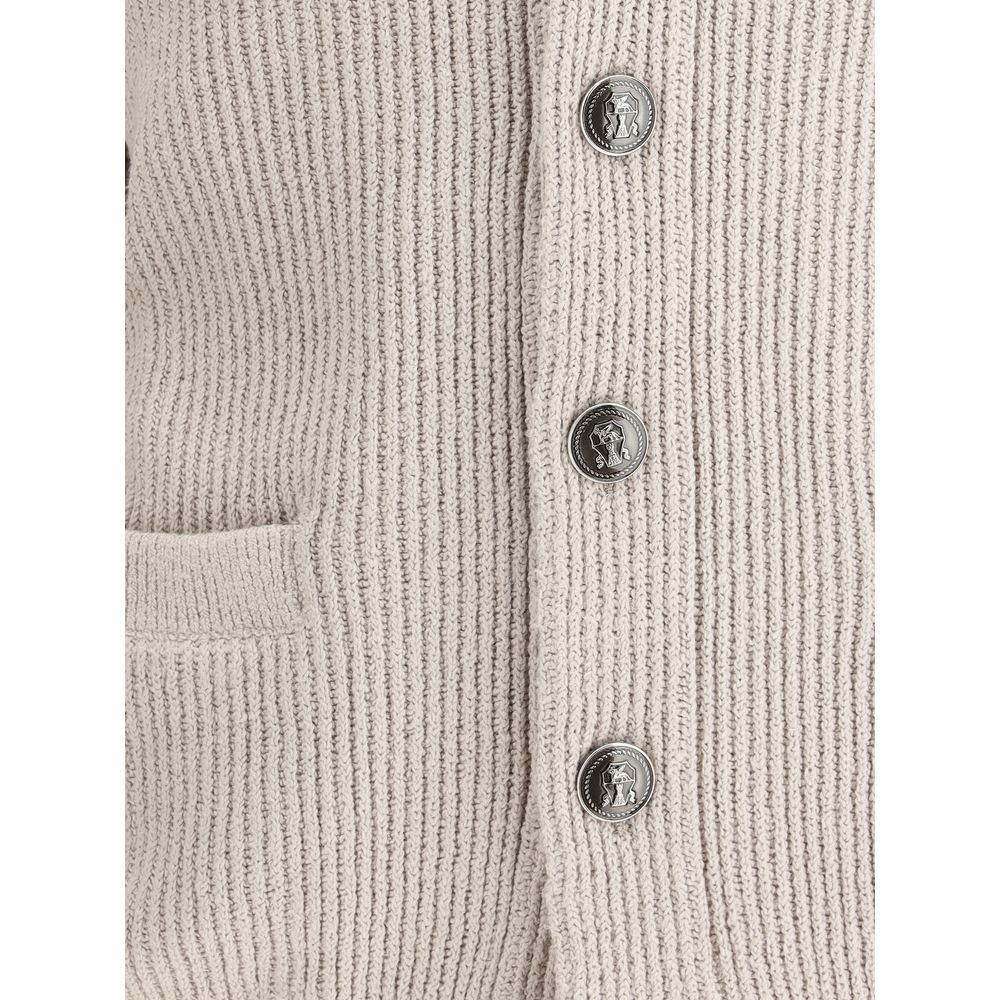 Brunello Cucinelli Grey Luxurious Cotton Cardigan