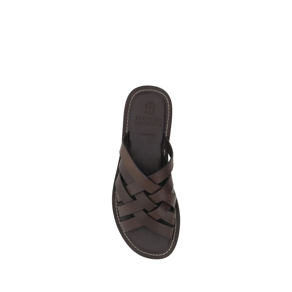 Brunello Cucinelli Beige Calfskin Sandals in Exquisite Quality