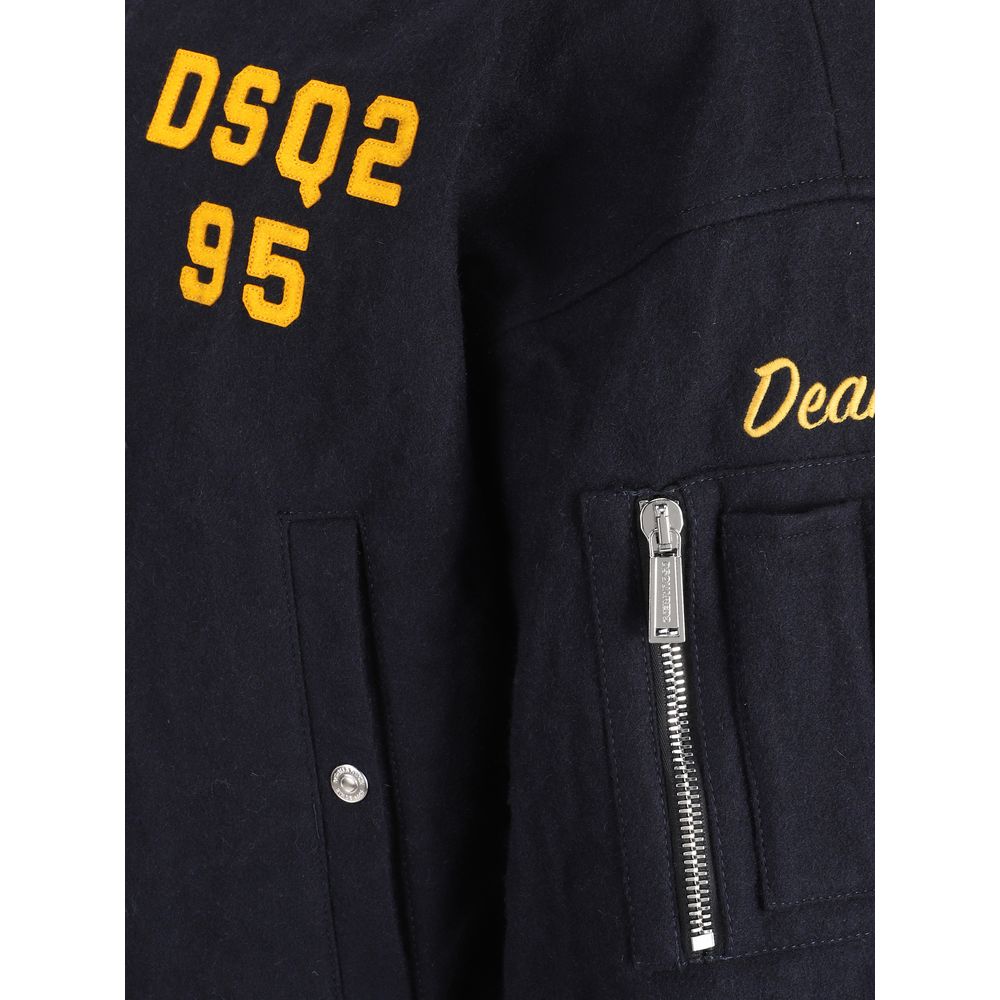 Dsquared² Black Premium Wool Bomber Jacket