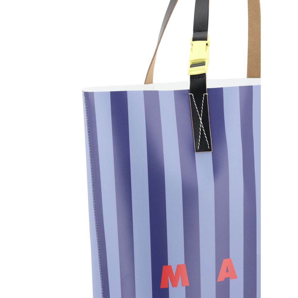 Marni Beige Canvas Shoulder Bag with Iconic Monogram Design