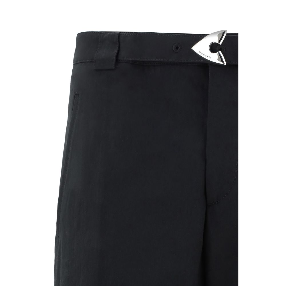 Alexander McQueen Black Wool Arrow Belted Pants