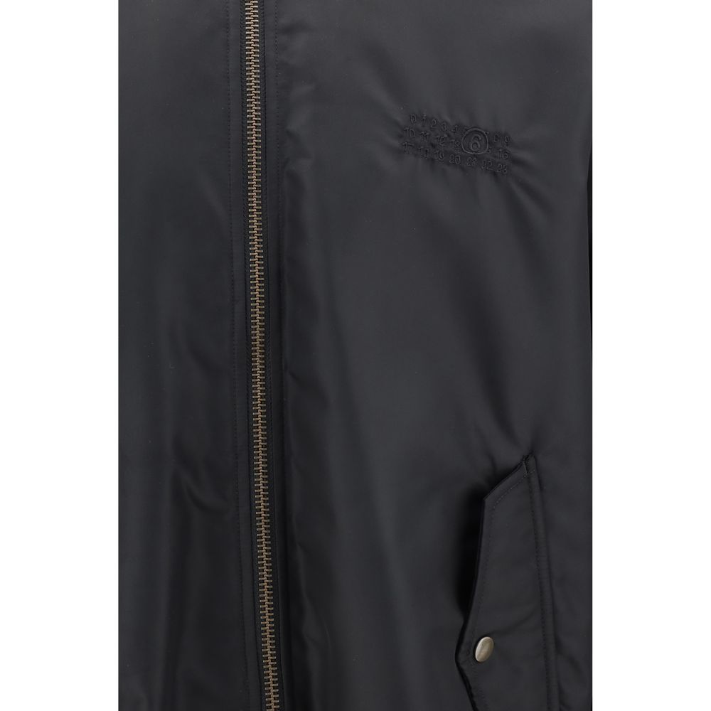 MM6 Black Double Fabric Jacket With Contemporary Design Elegance