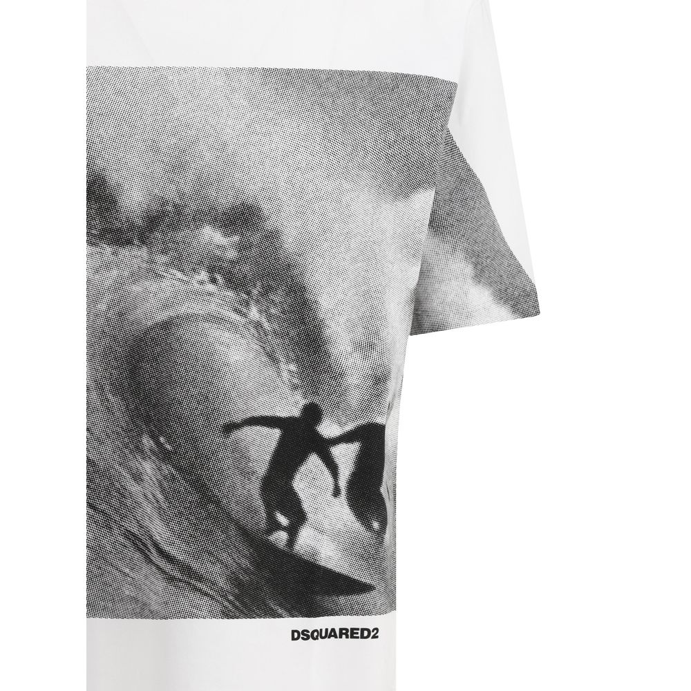 Dsquared² White Cotton T-Shirt with Distinctive Maxi Print Elegance