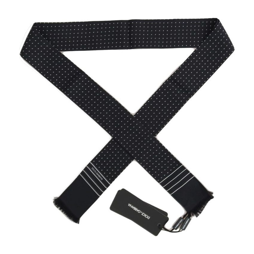 Dolce & Gabbana Dark Blue Silk Tie Scarf Wrap