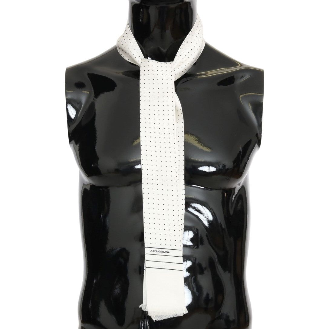 Dolce & Gabbana Black Silk Polka Dot Scarf Wrap