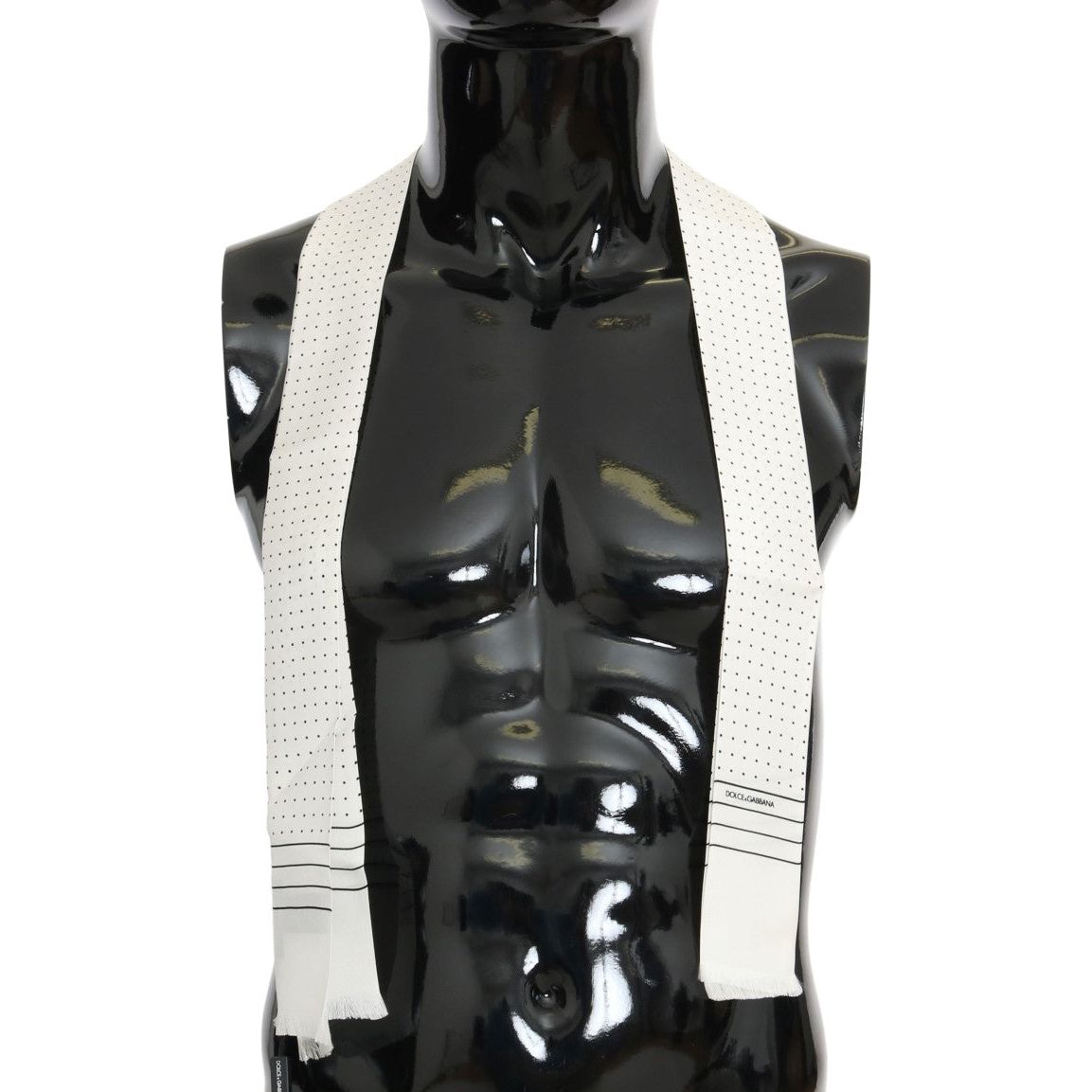 Dolce & Gabbana Black Silk Polka Dot Scarf Wrap