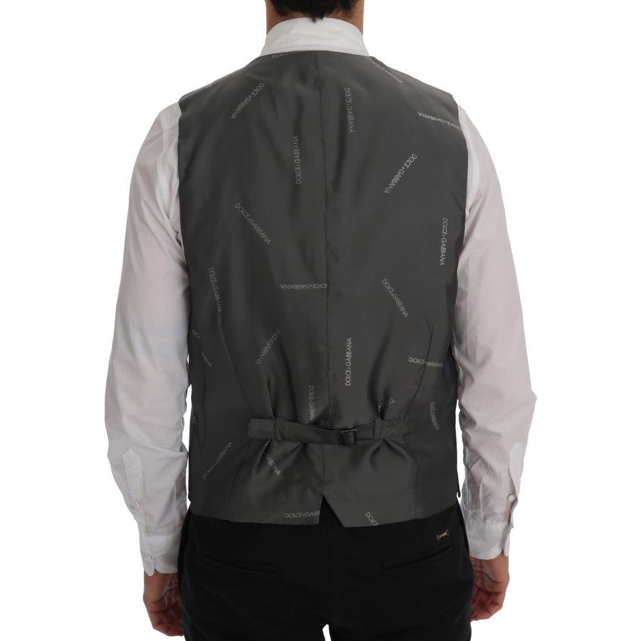 Dolce & Gabbana Gray Cotton Waistcoat Vest for Sophistication