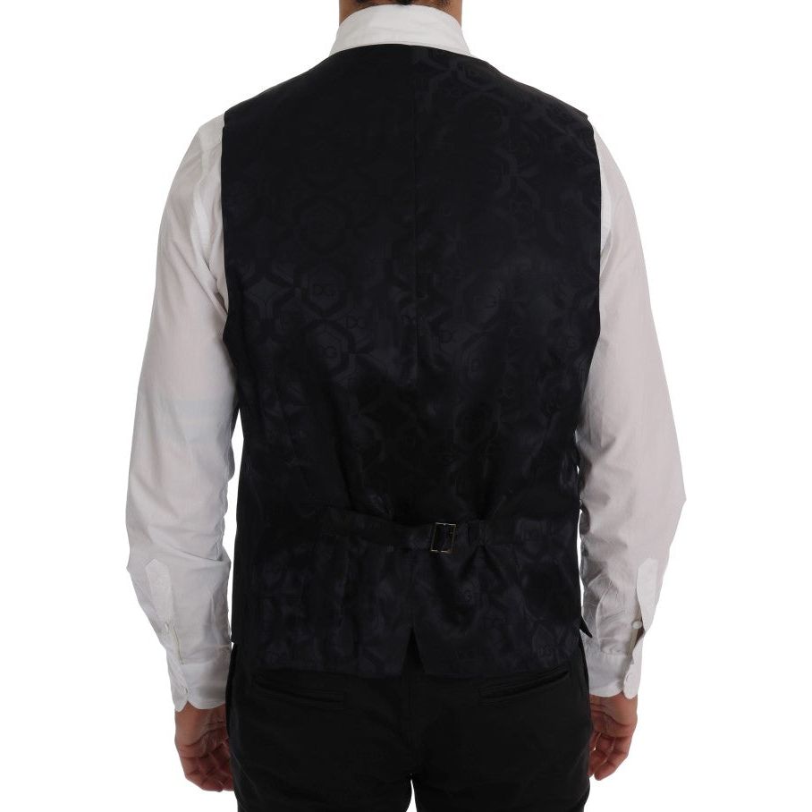 Dolce & Gabbana Gray Wool Blend Striped Vest