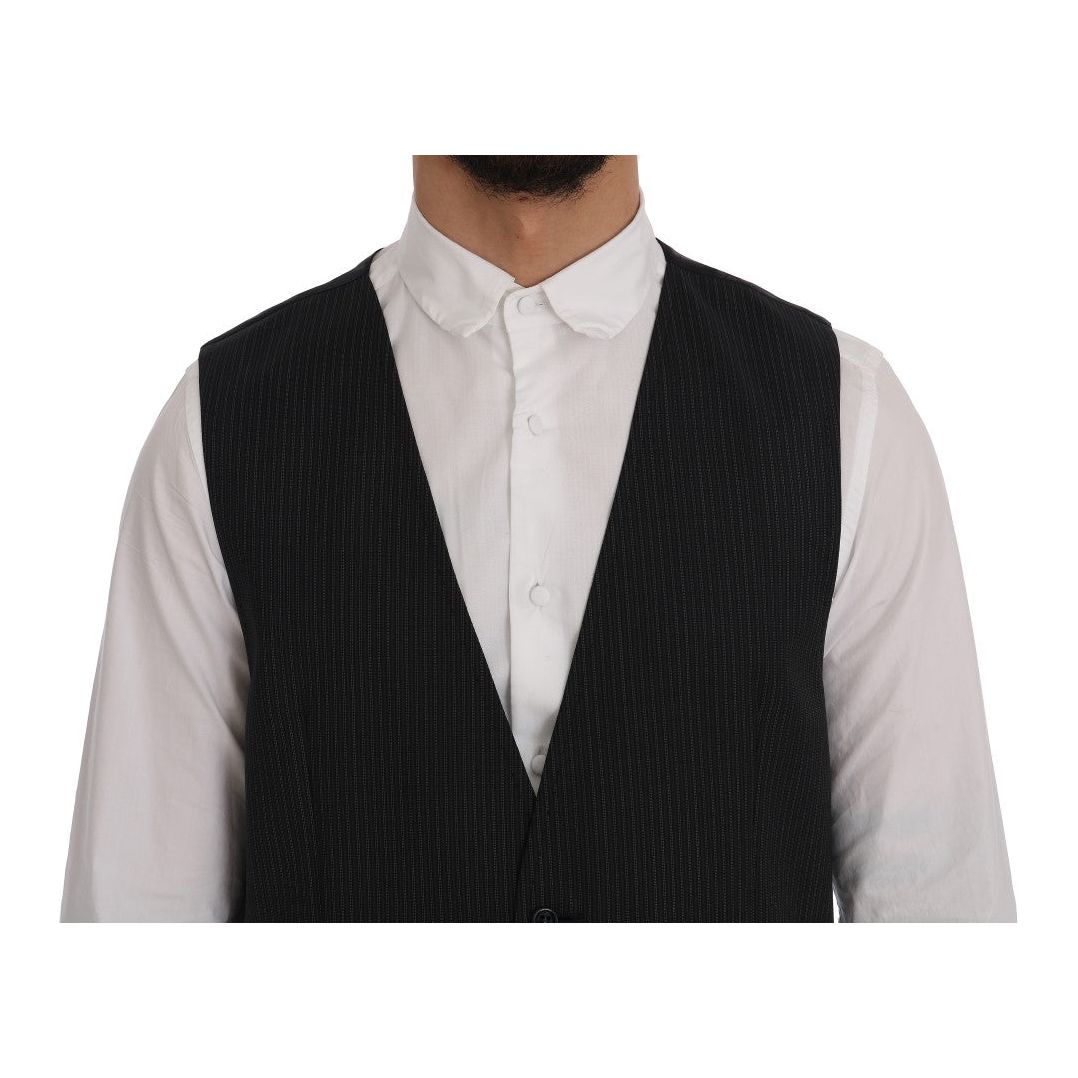 Dolce & Gabbana Gray Wool Blend Striped Vest