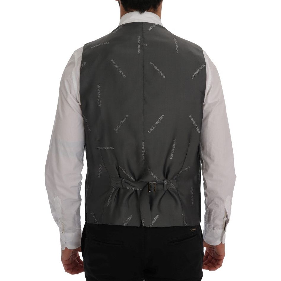 Dolce & Gabbana Grey Cotton-Blend Waistcoat Vest