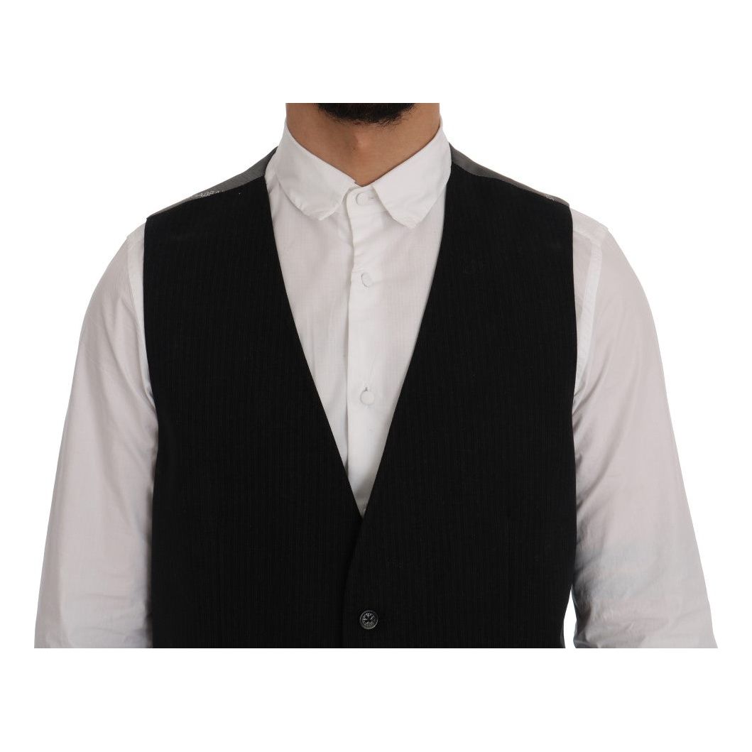 Dolce & Gabbana Grey Cotton-Blend Waistcoat Vest