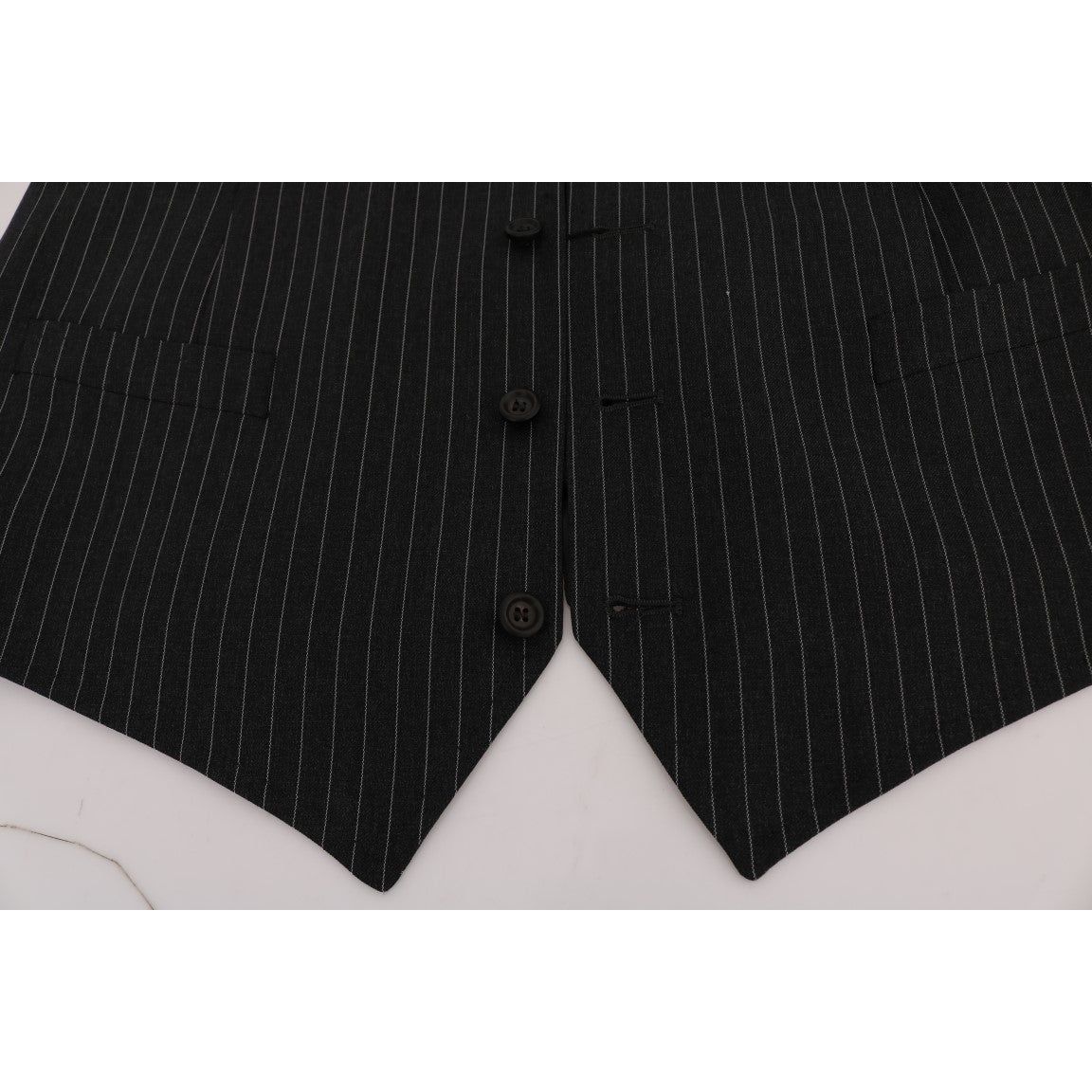 Dolce & Gabbana Gray Wool Striped Vest Waistcoat