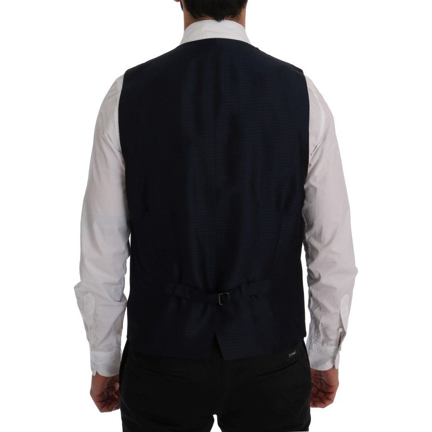 Dolce & Gabbana Blue Wool Striped Waistcoat Vest