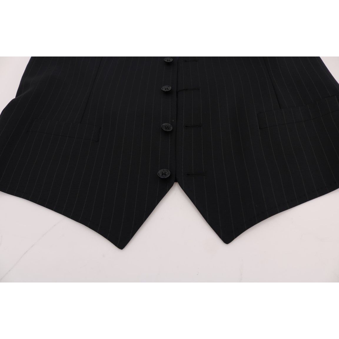 Dolce & Gabbana Blue Wool Striped Waistcoat Vest