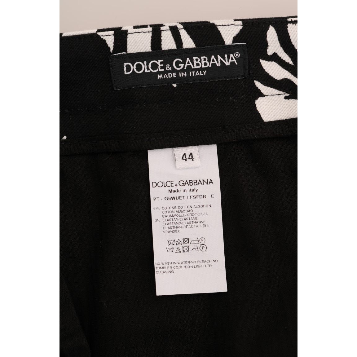 Dolce & Gabbana Black Cotton Leaf Print Ankle Pants