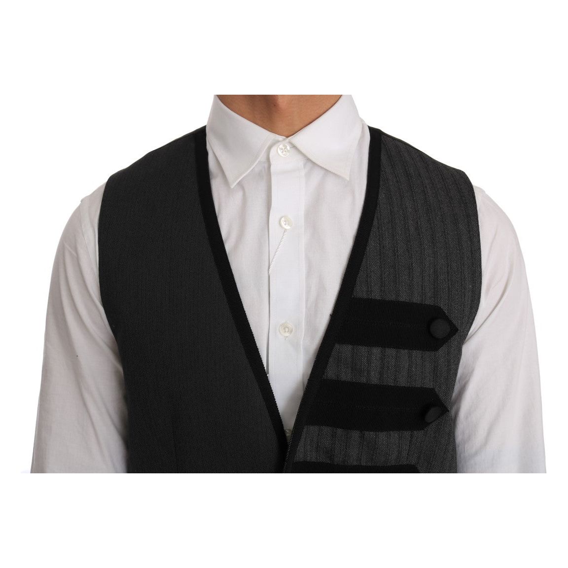 Dolce & Gabbana Gray Wool Formal Vest