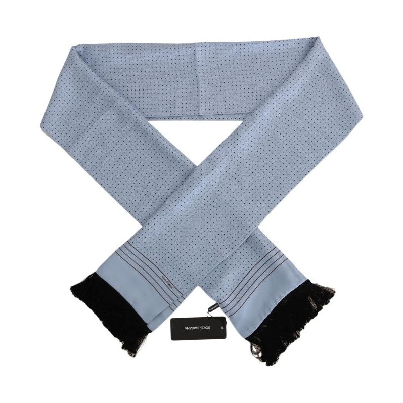 Dolce & Gabbana Blue Silk Polka Dot Scarf