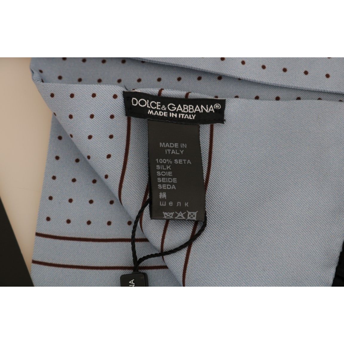 Dolce & Gabbana Blue Silk Polka Dot Scarf