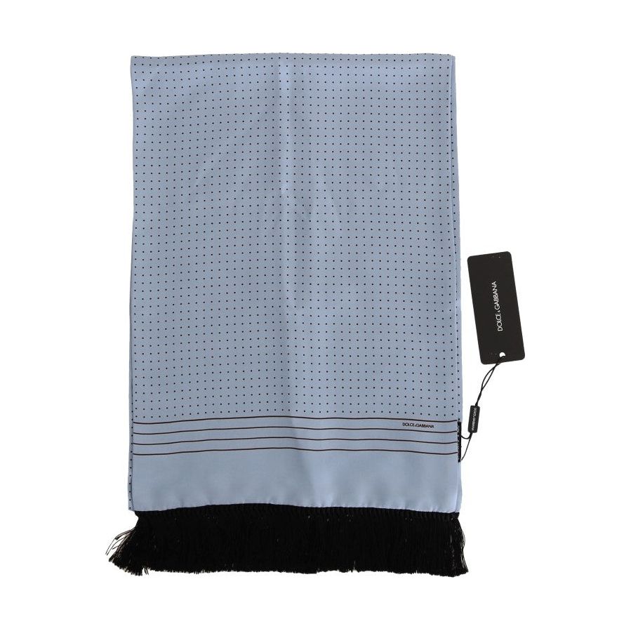 Dolce & Gabbana Blue Silk Polka Dot Scarf