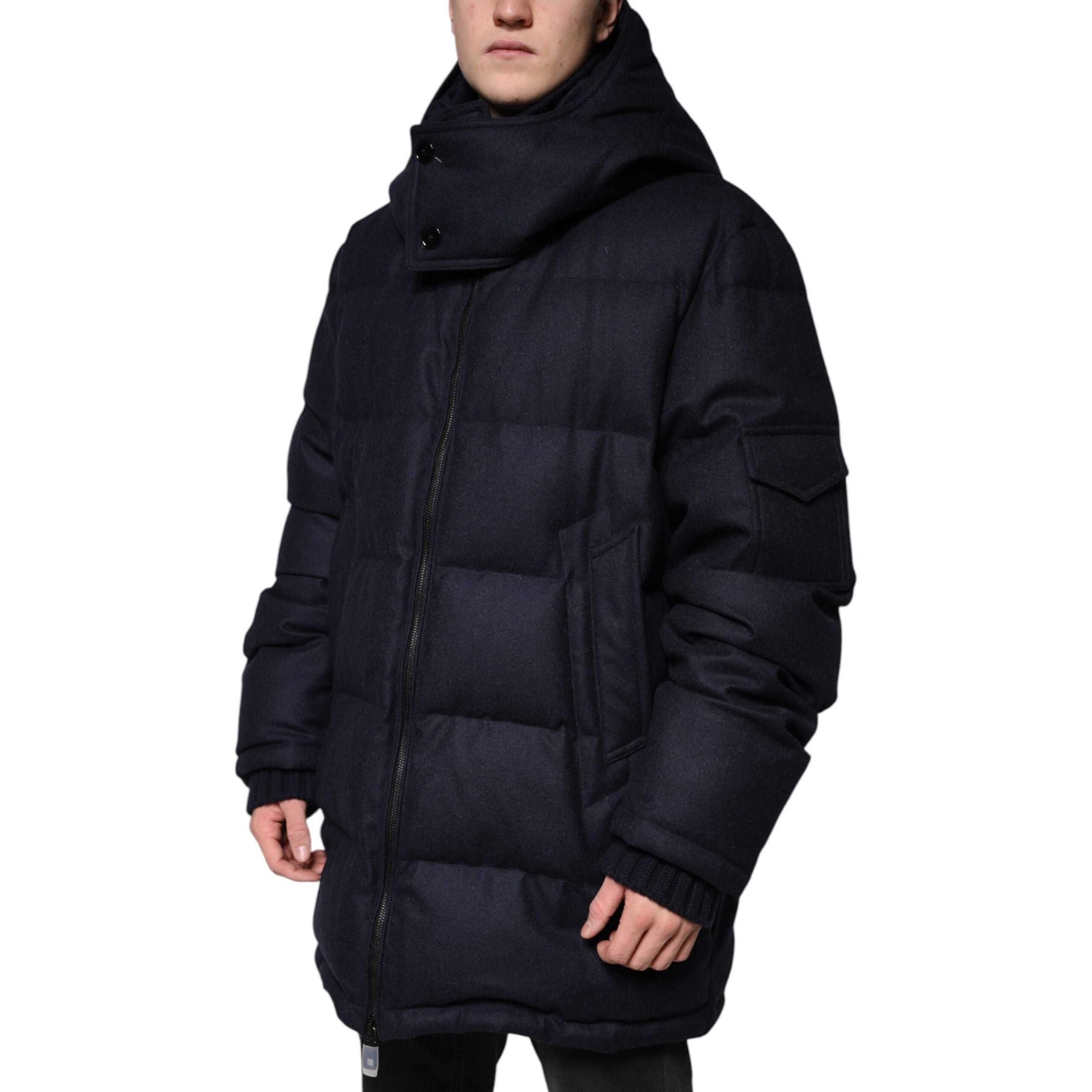 Dolce & Gabbana Black Nylon Hooded Puffer Coat Jacket