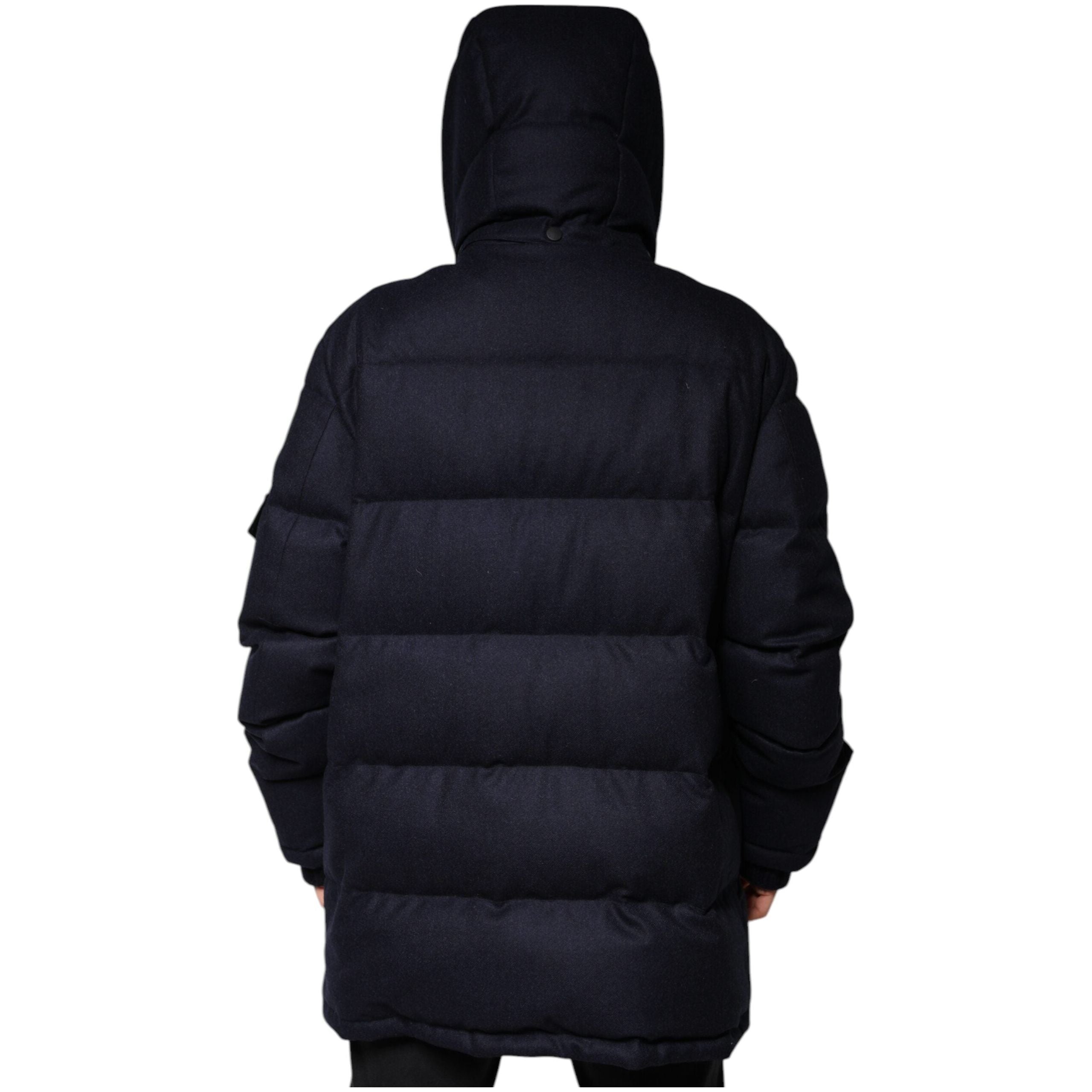 Dolce & Gabbana Black Nylon Hooded Puffer Coat Jacket