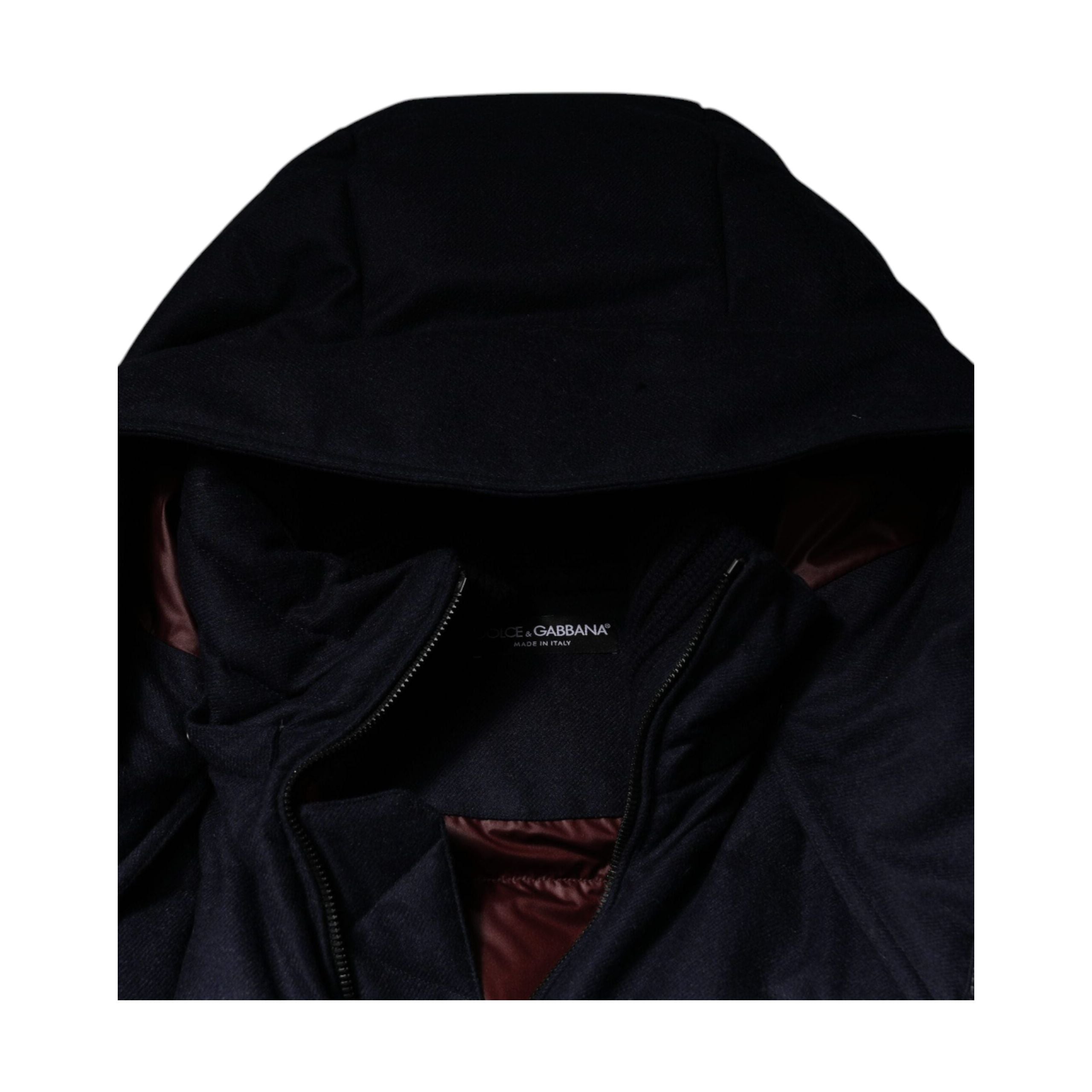 Dolce & Gabbana Black Nylon Hooded Puffer Coat Jacket
