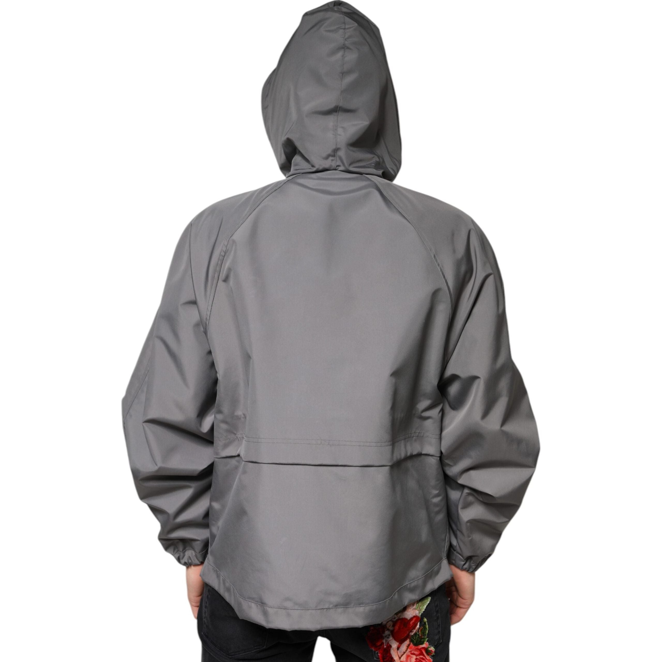 Dolce & Gabbana Gray Cotton Hooded Full Zip Jacket