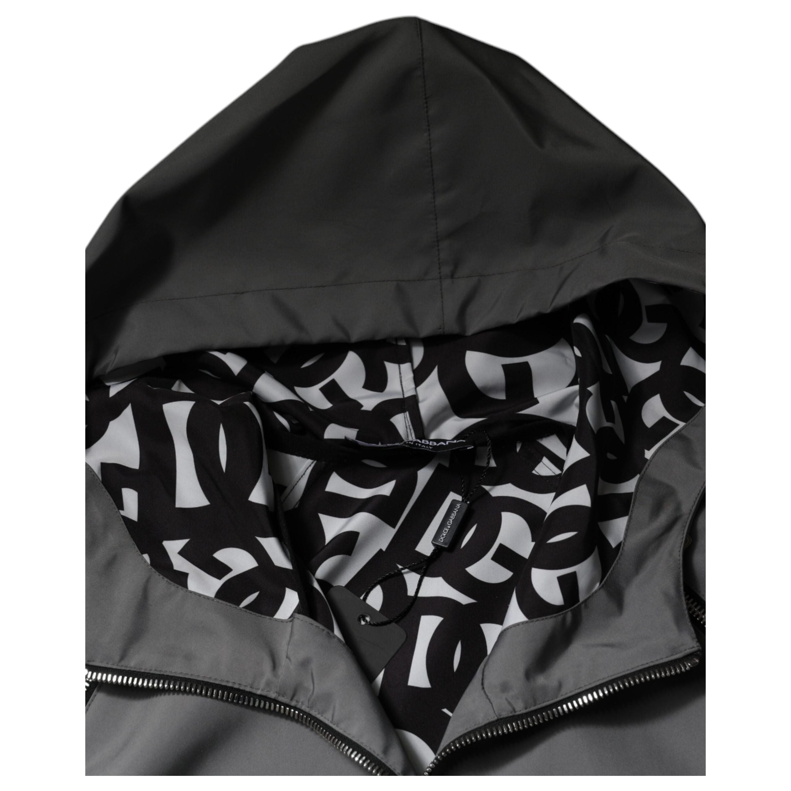 Dolce & Gabbana Gray Cotton Hooded Full Zip Jacket