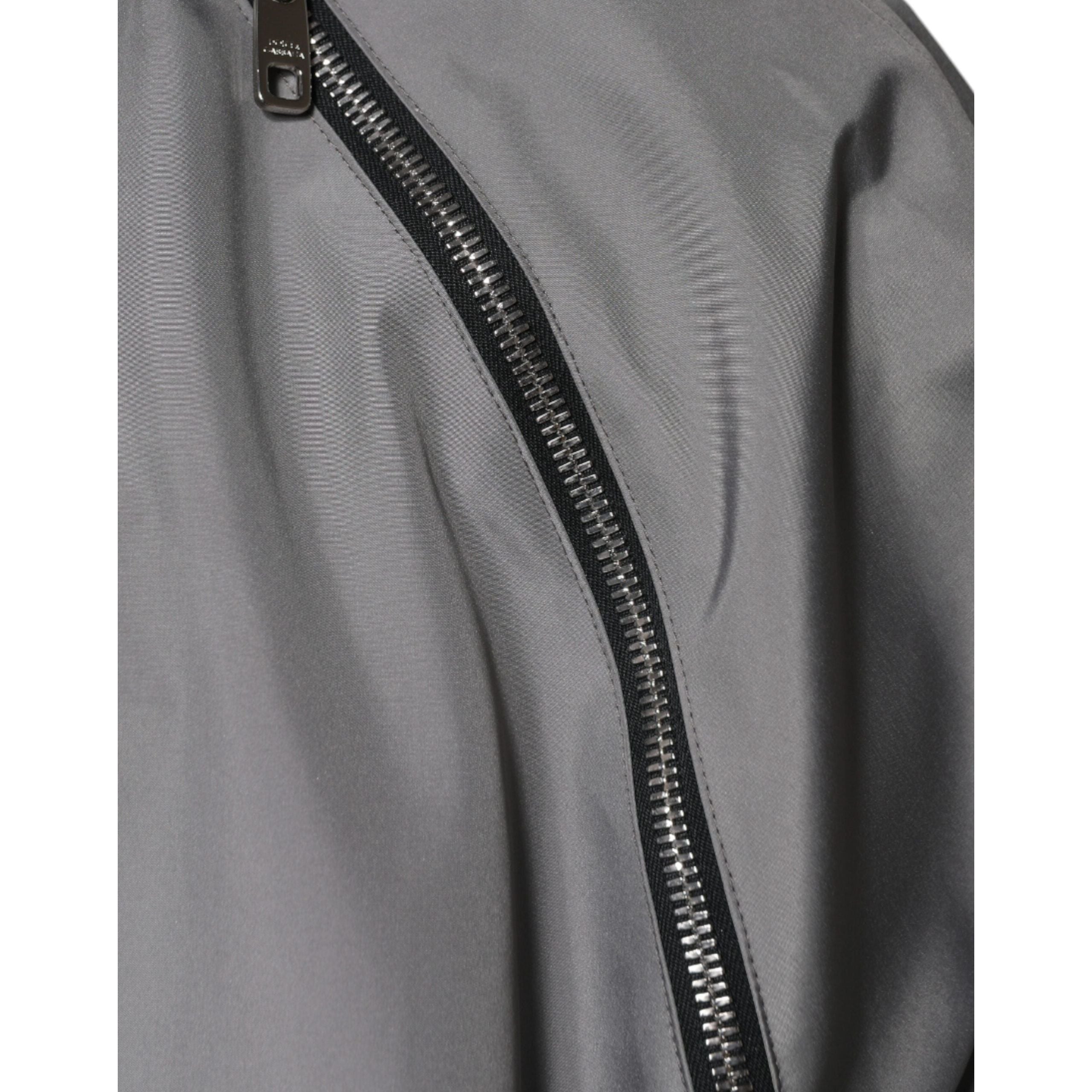 Dolce & Gabbana Gray Cotton Hooded Full Zip Jacket
