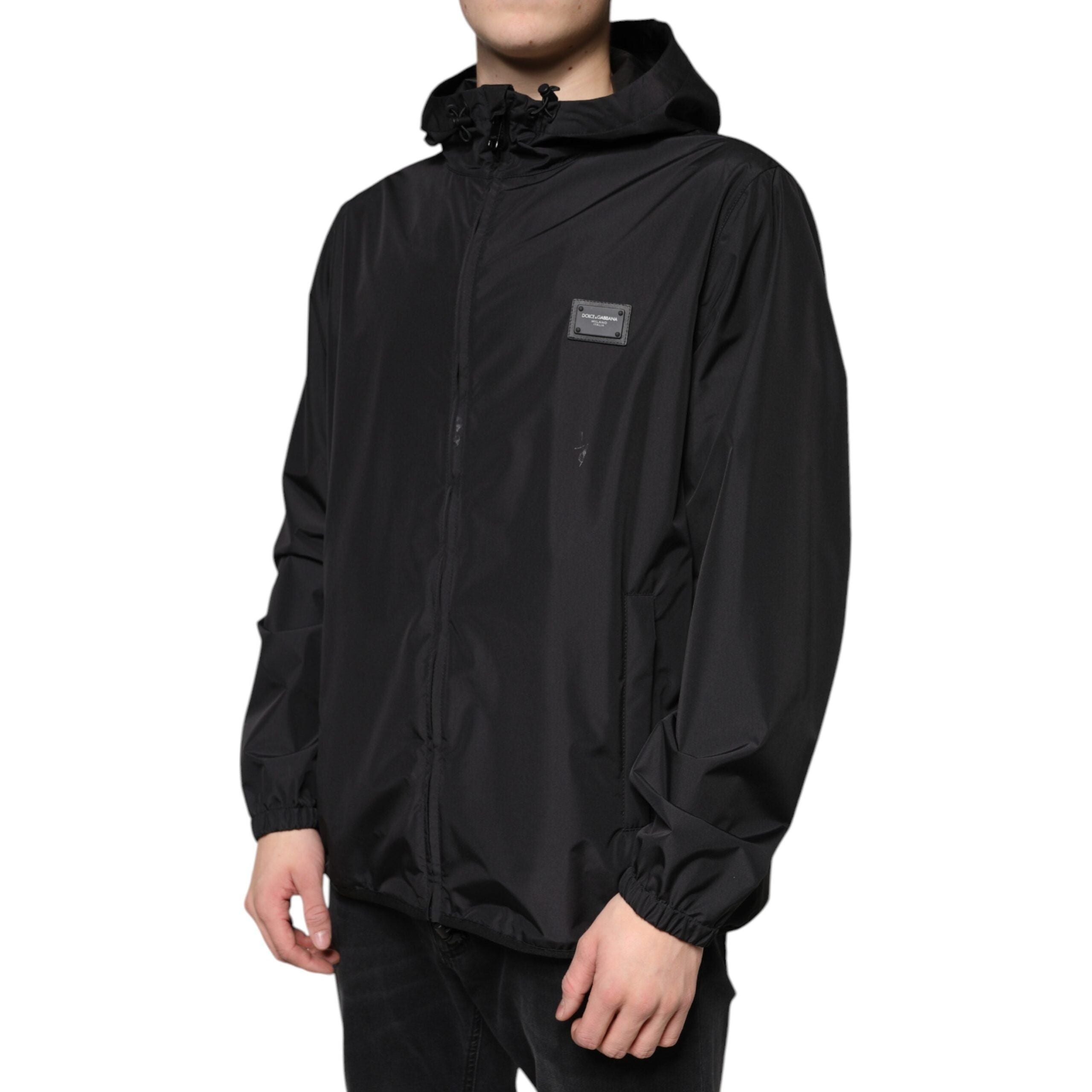 Dolce & Gabbana Black Cotton Hooded Full Zip Jacket