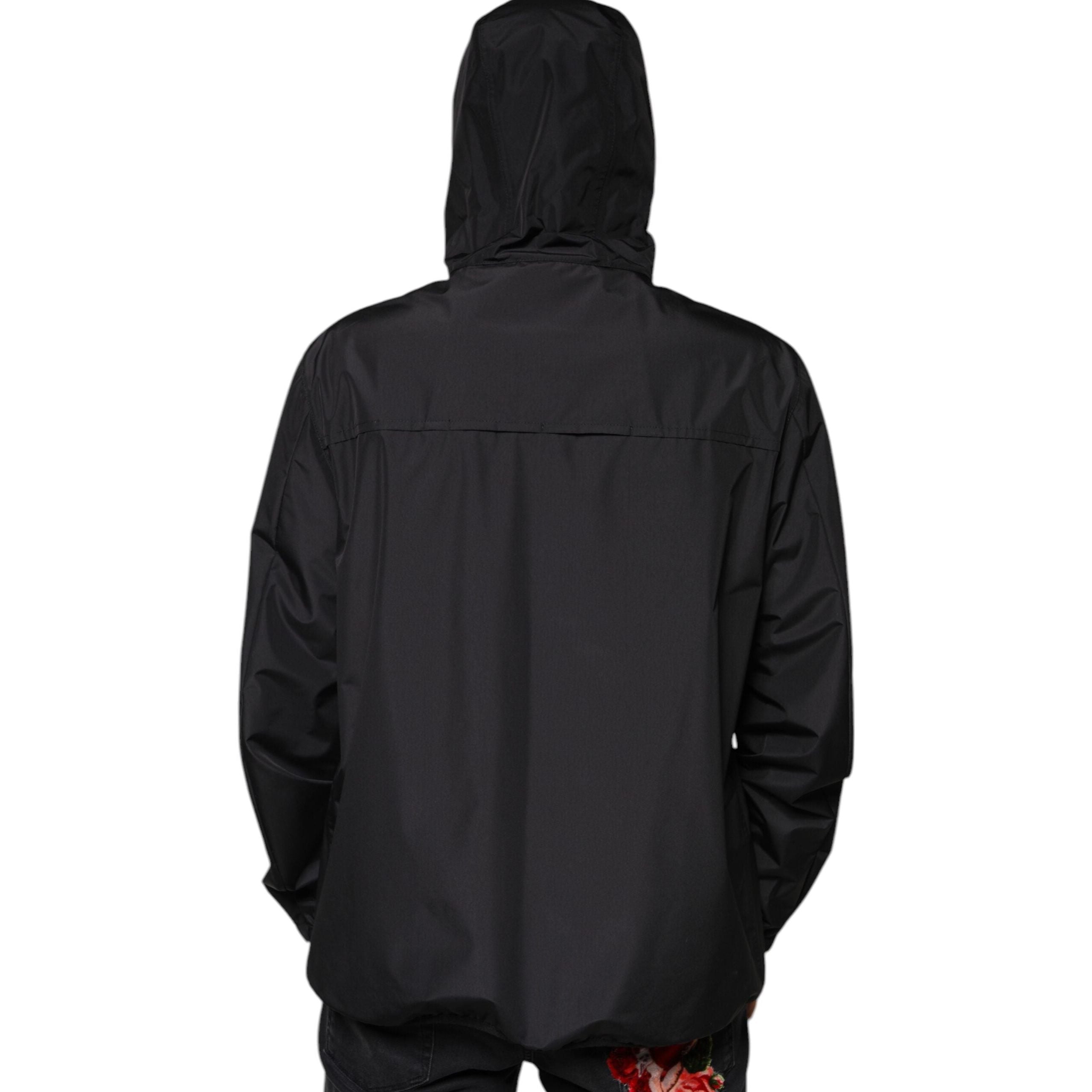 Dolce & Gabbana Black Cotton Hooded Full Zip Jacket
