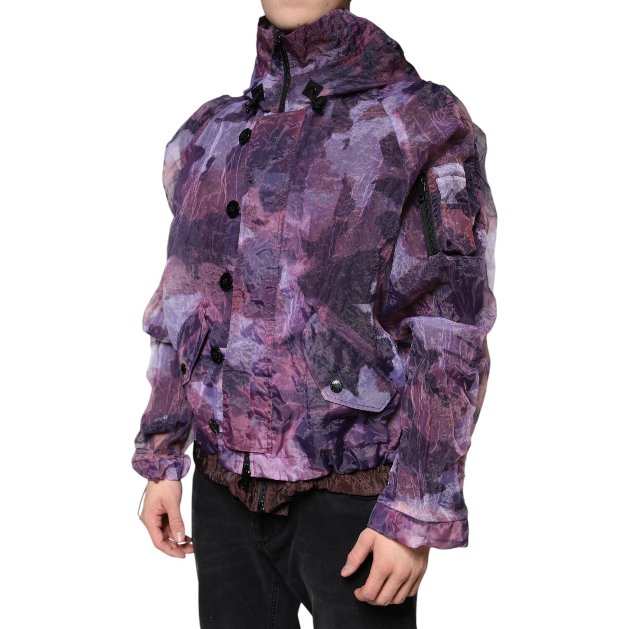 Dolce & Gabbana Purple Camouflage Nylon Blouson Jacket