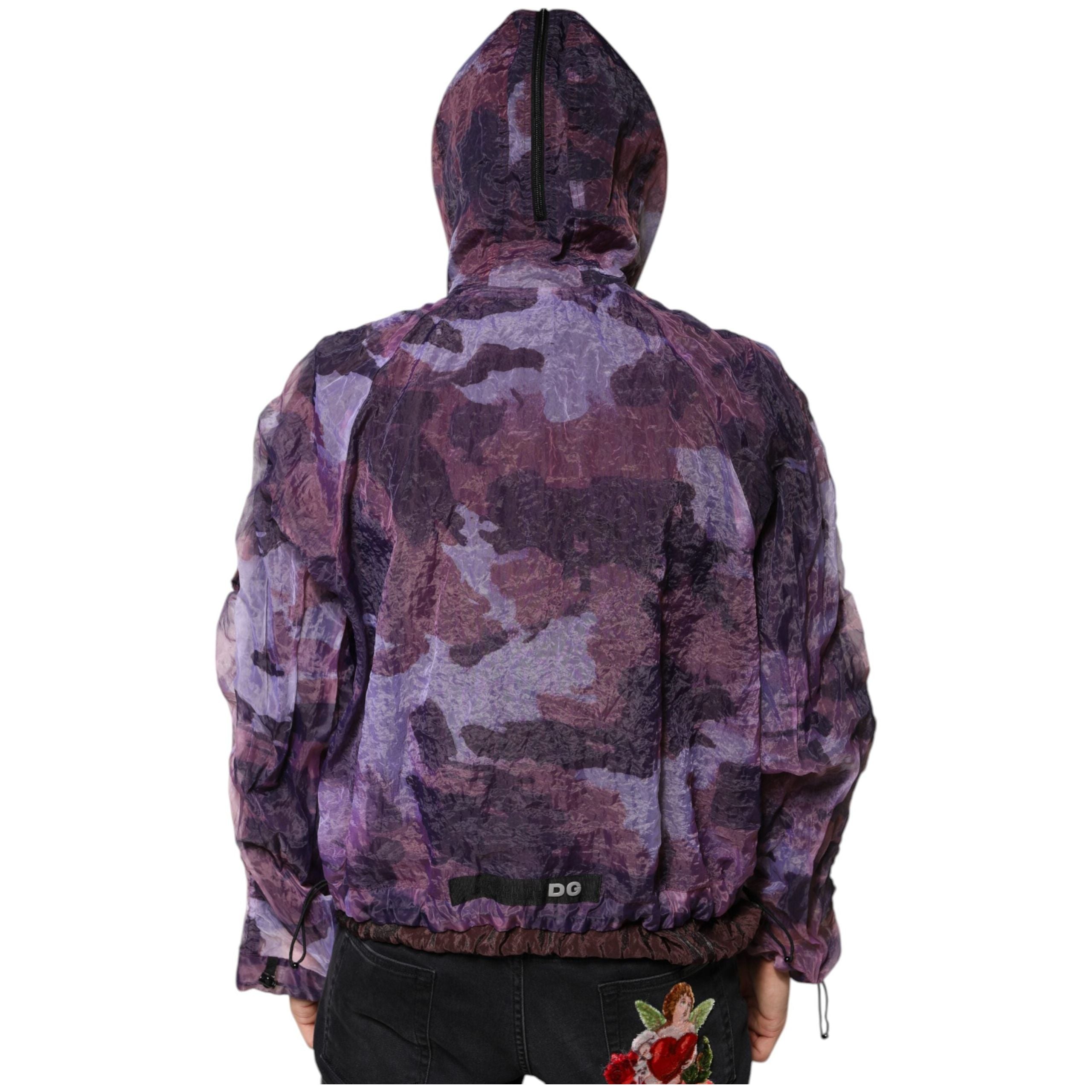 Dolce & Gabbana Purple Camouflage Nylon Blouson Jacket