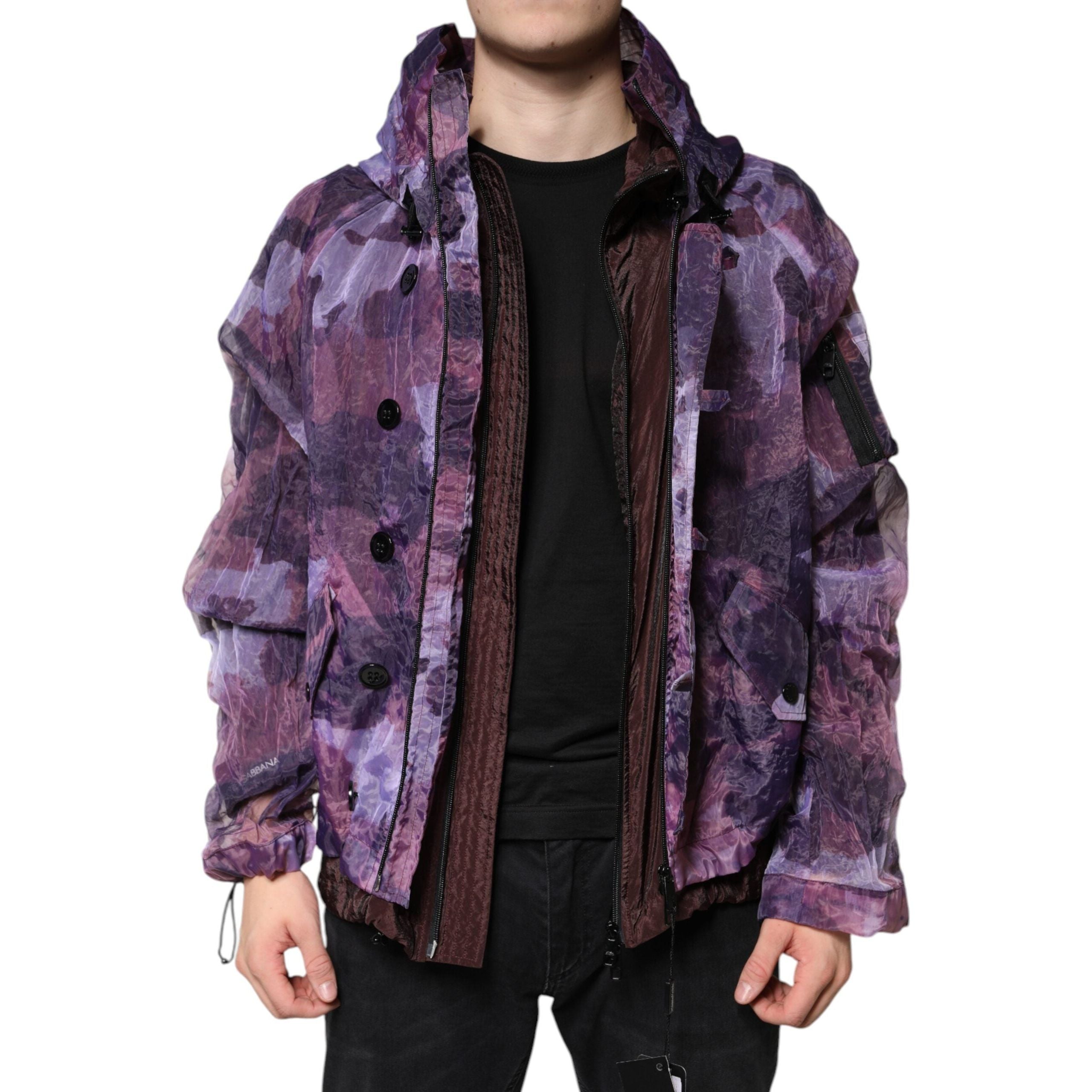 Dolce & Gabbana Purple Camouflage Nylon Blouson Jacket