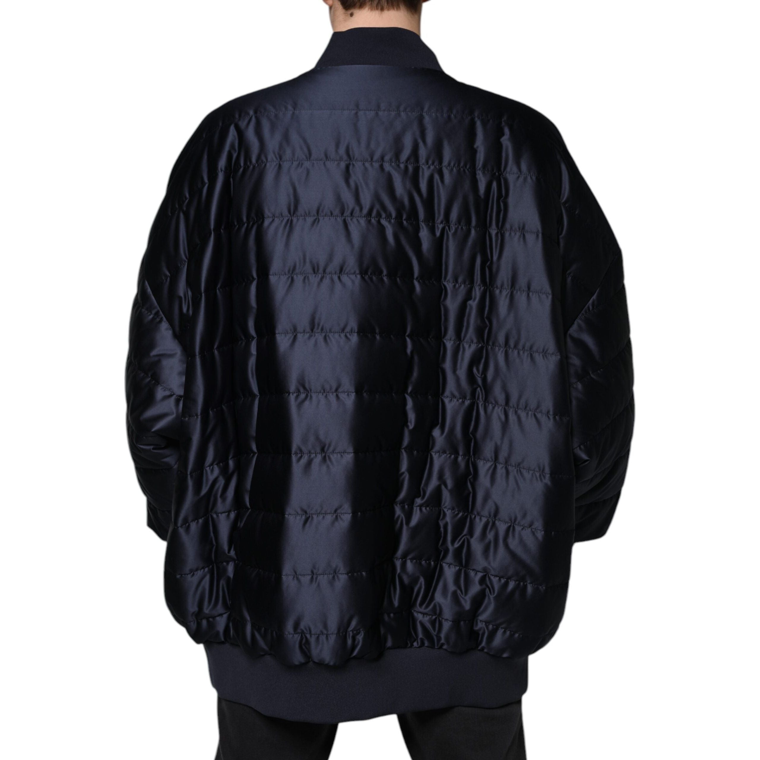 Dolce & Gabbana Dark Blue Quilted Nylon Bomber Jacket