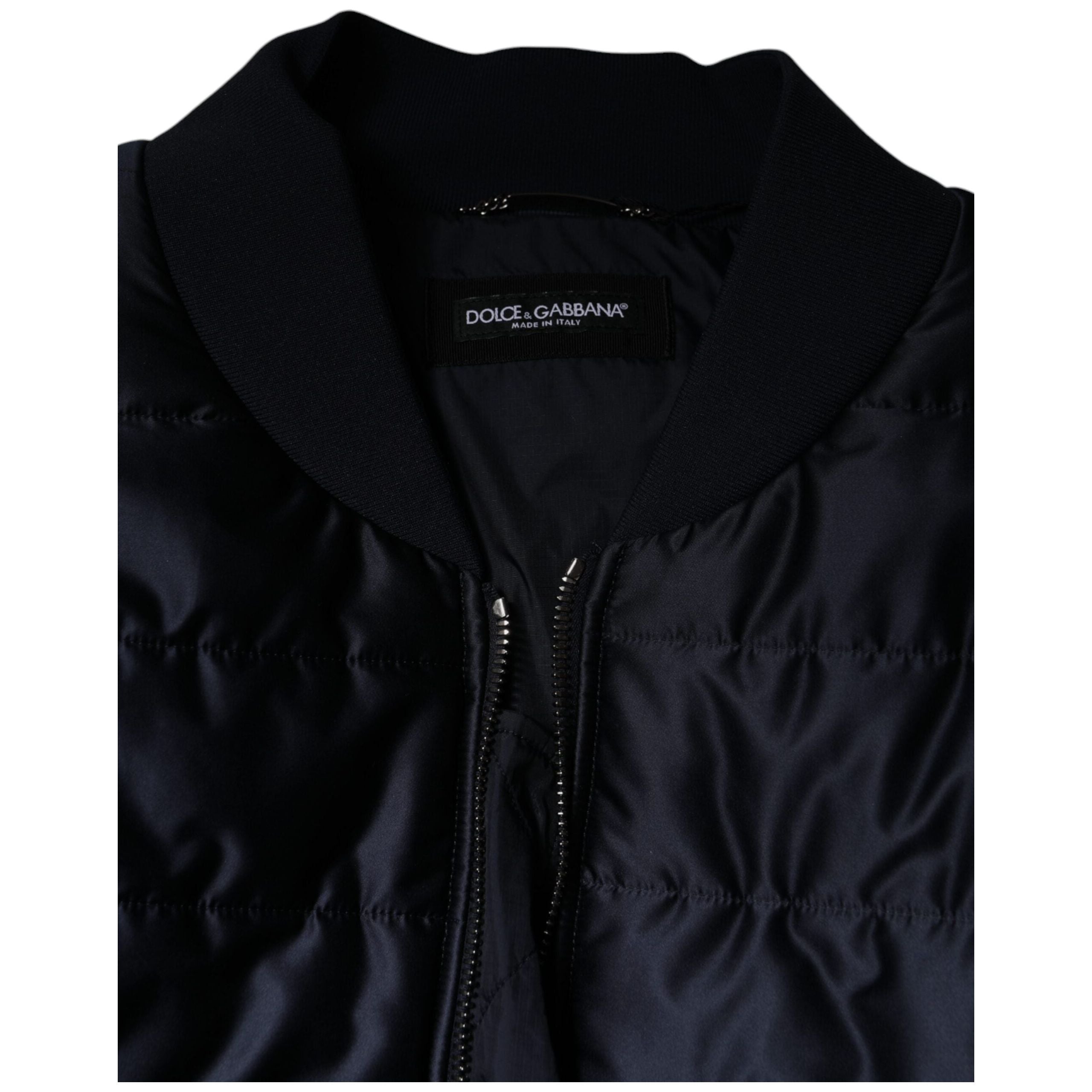 Dolce & Gabbana Dark Blue Quilted Nylon Bomber Jacket