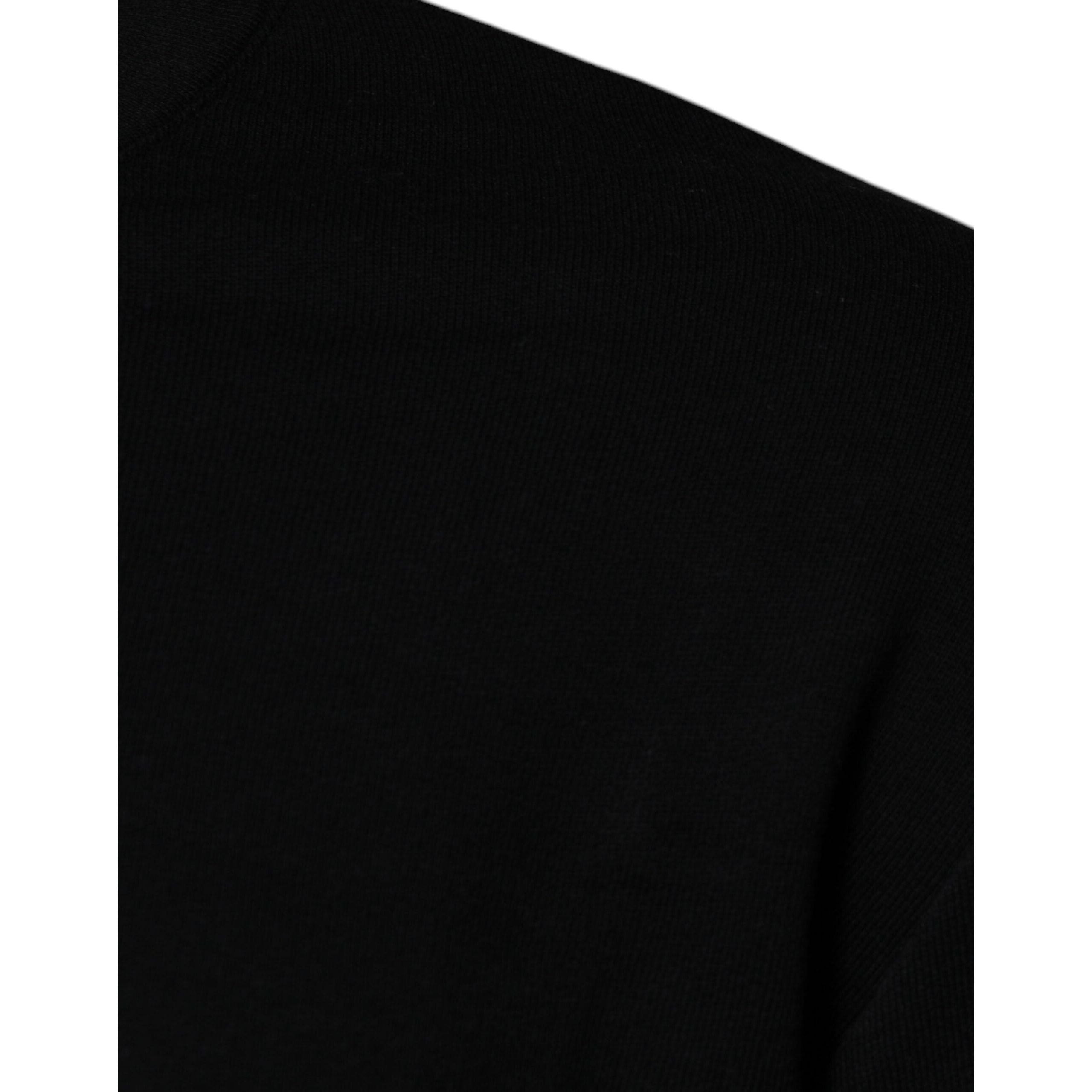 Versace Black Cotton Crew Neck Pullover Sweater